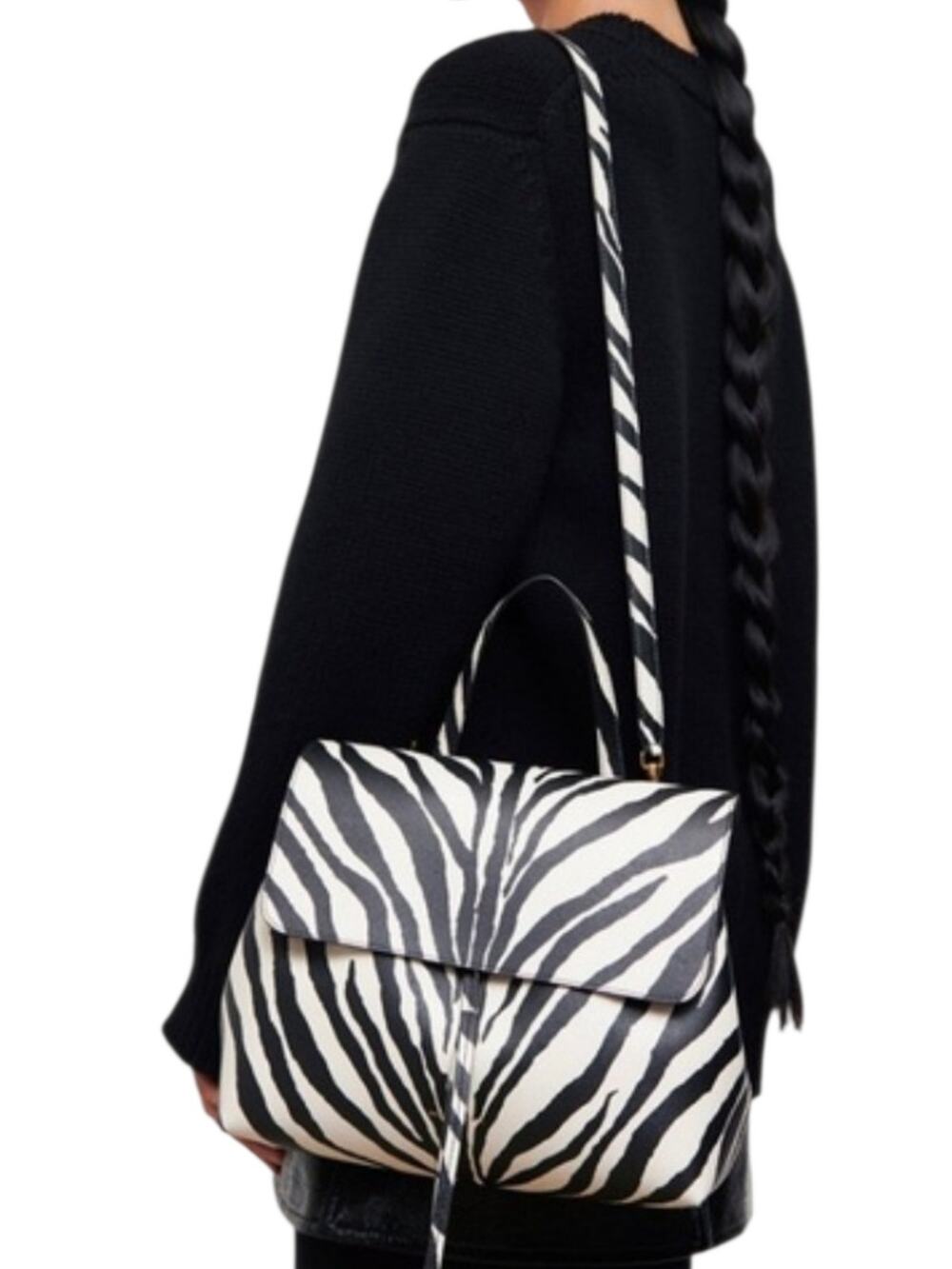 Mansur Gavriel Zebra Print Saffiano Lady Bag Black White